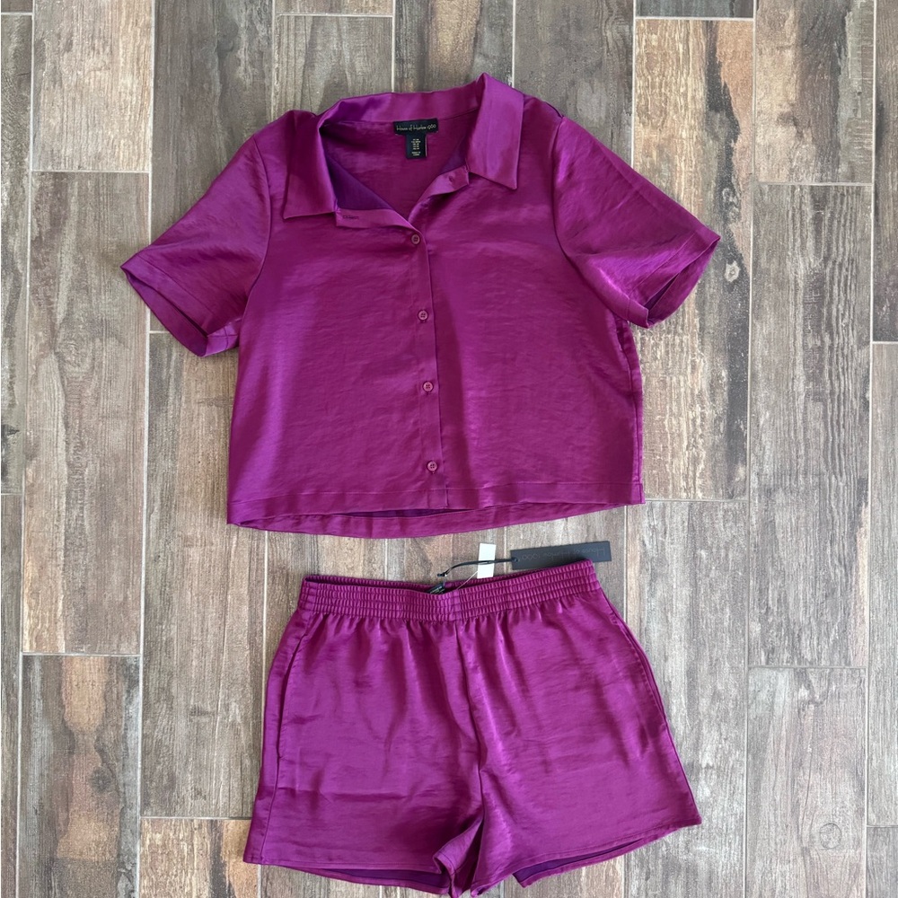 Purple Satin Women's Lounge Set